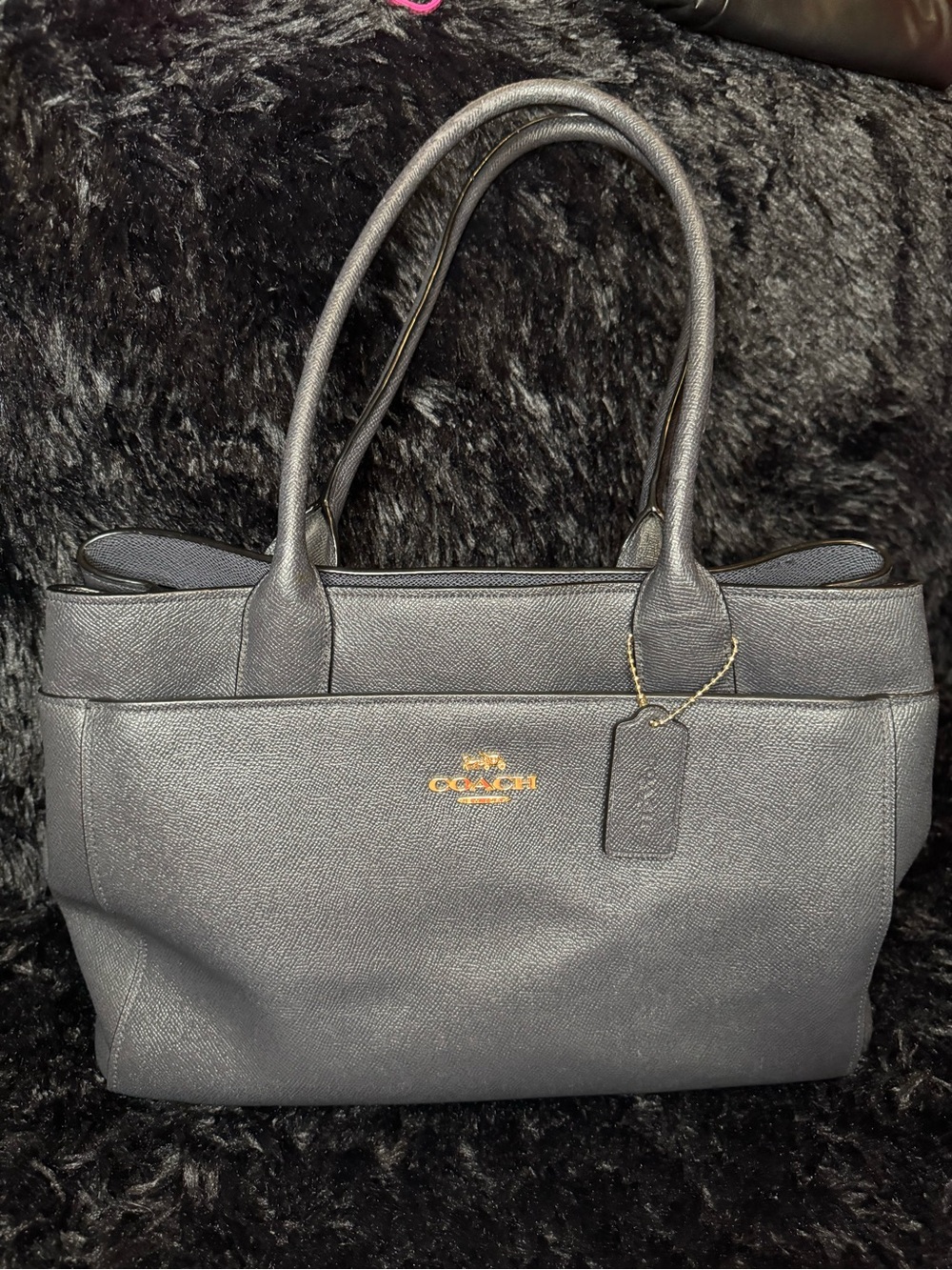 Coach Casey Leather Tote with Gold Logo Accent